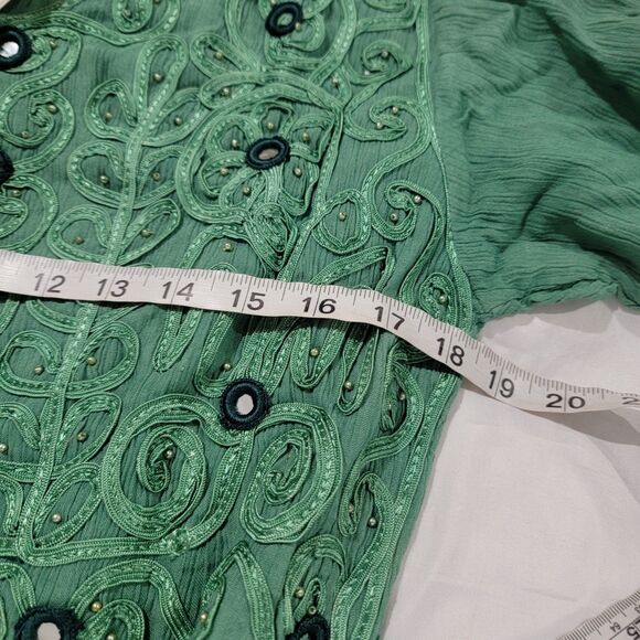 Womens Midi Dress One Size Renaissance Green Fairy Button Up - Picture 6 of 6